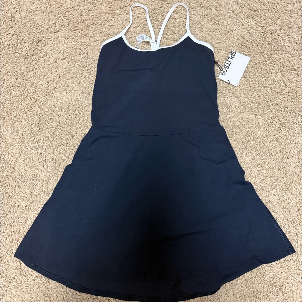 Splits59 Navy Mini Dress with White Trim